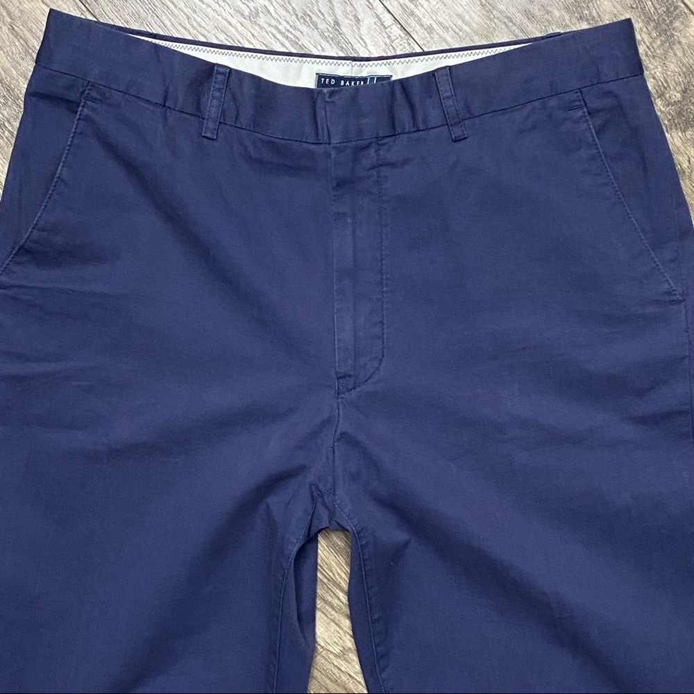 Ted Baker London Men’s Flat Front Navy Blue Chino Pants Size 34x32 - Picture 5 of 10